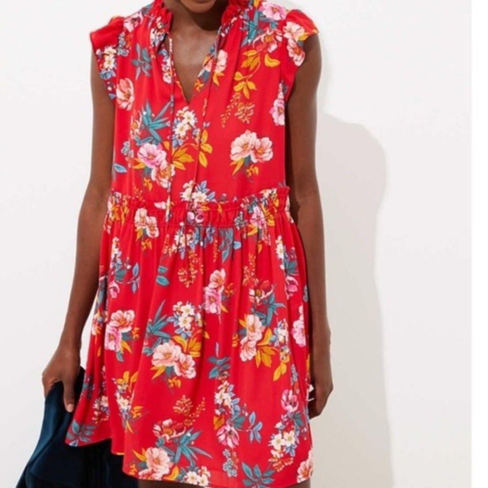 NWT Loft tropical print red dress